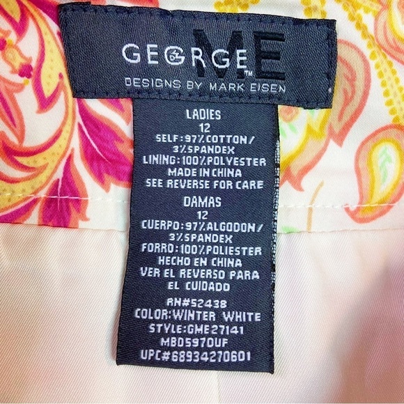 George Designs by Mark Eisen white paisley pleated multicolored a line skirt - Picture 5 of 9